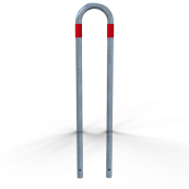 Barrier bracket | as e-charging station protection | for casting in concrete, | total width: 300mm, total height: 1400mm | hot-dip galvanized with red reflective strips foil type RA1/A
